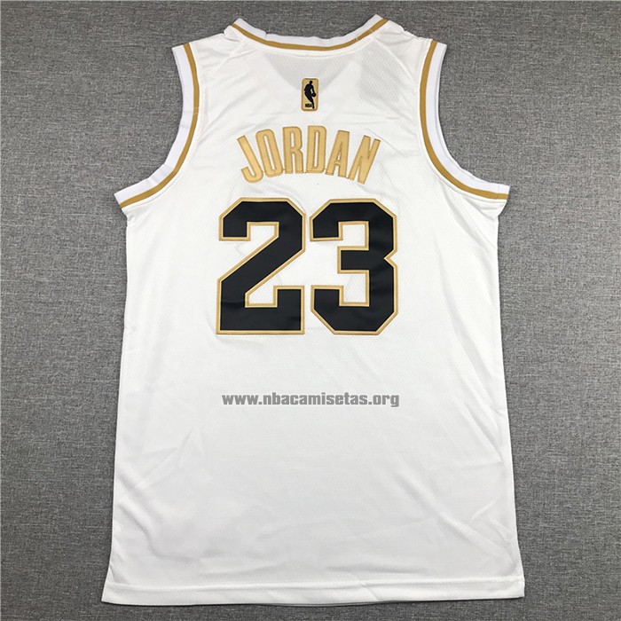 Camiseta Golden Edition Chicago Bulls Michael Jordan NO 23 Blanco